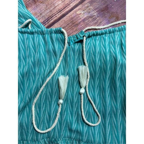 L Love Women's Size Small Chevron Adjustable Strap Neckline Maxi Dress Turquoise - Picture 14 of 16